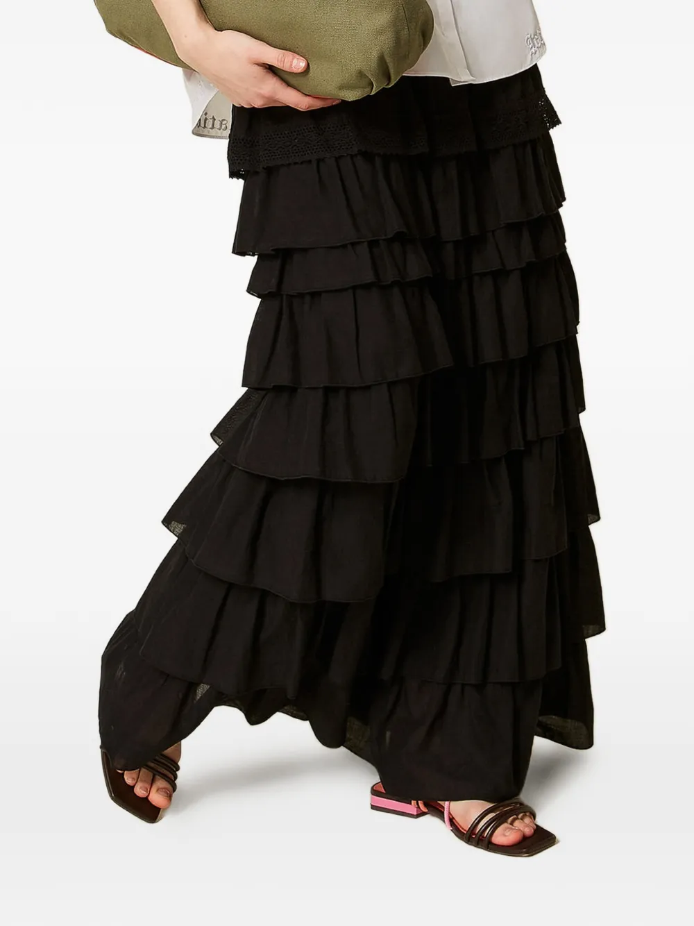 TWINSET Rok met ruche Zwart