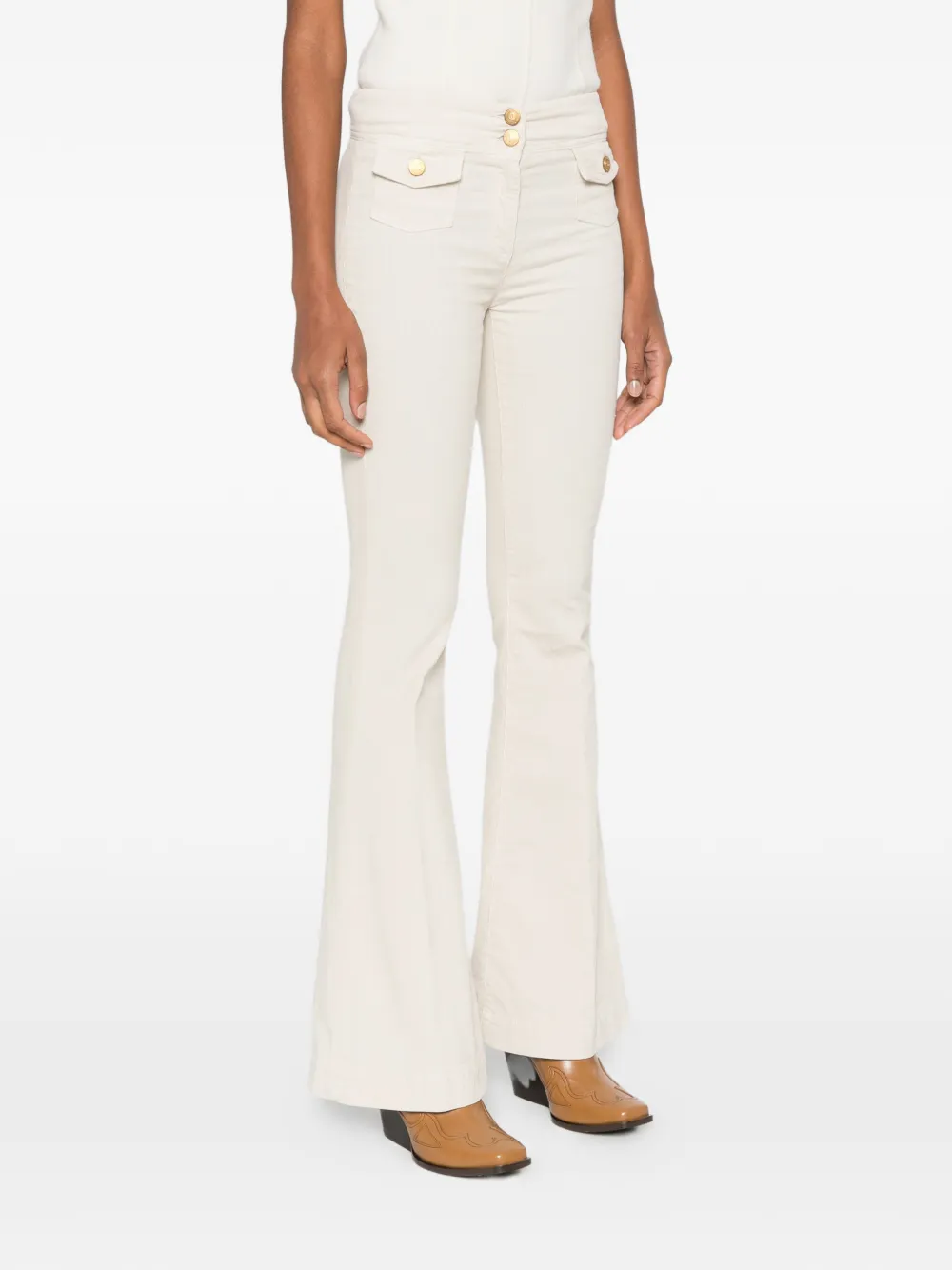 Seafarer Buttoned Flared Trousers In Neutral