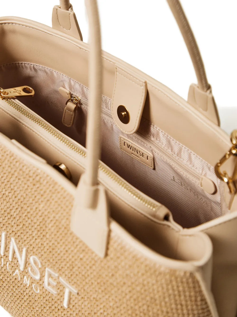 TWINSET Geweven shopper Beige