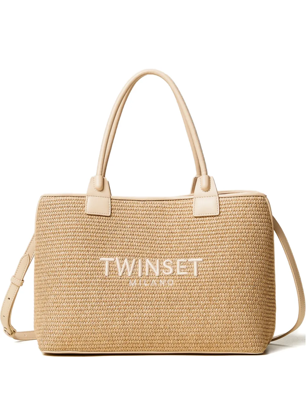 TWINSET woven tote bag - Toni neutri