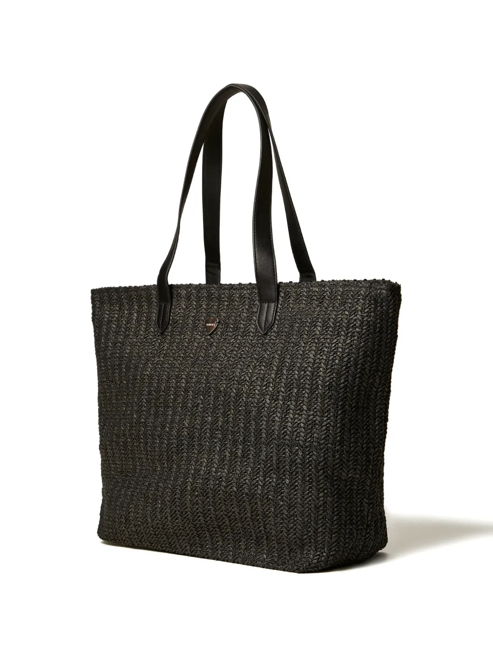 TWINSET Raffia shopper met franje Zwart