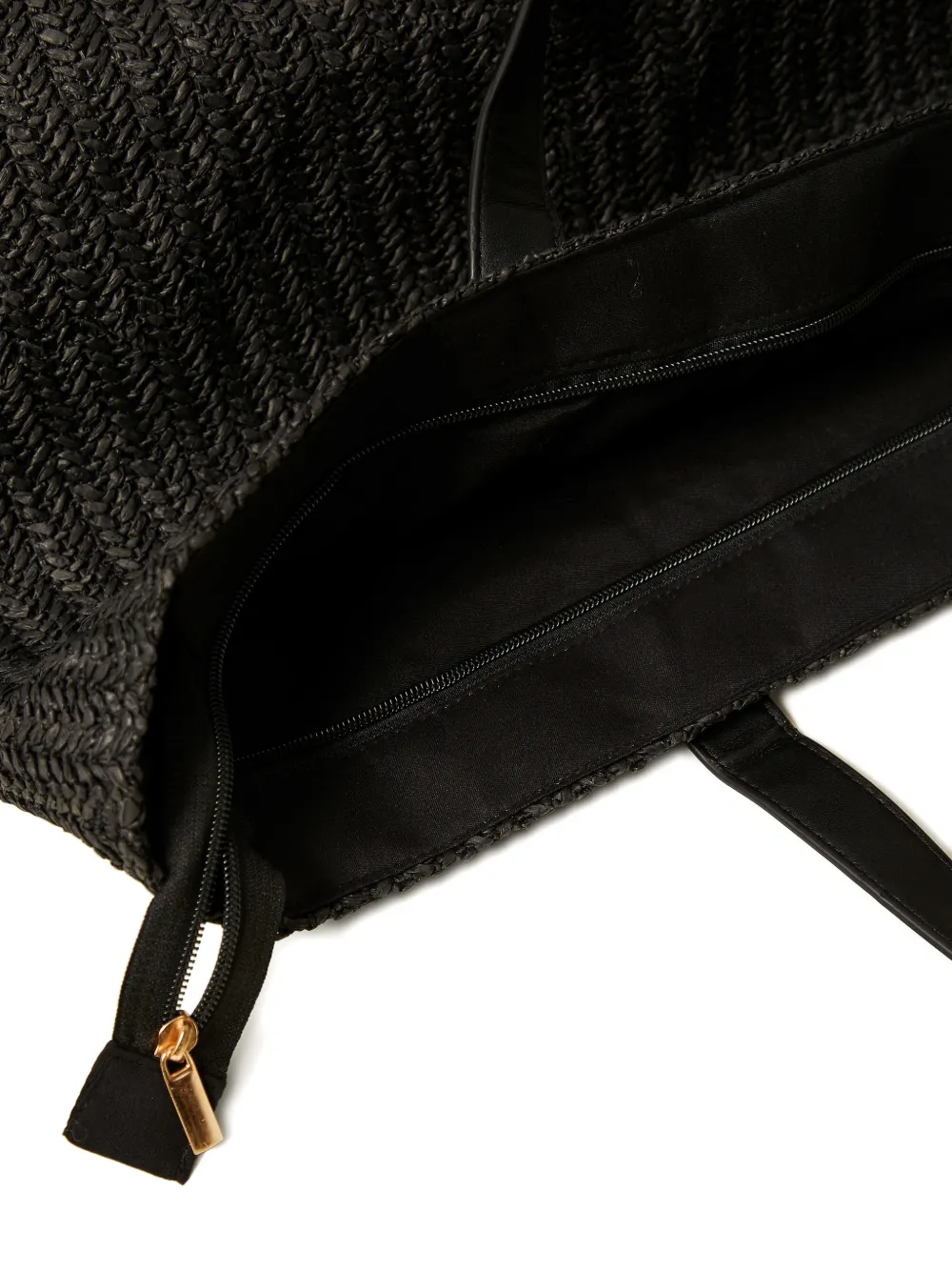 TWINSET Raffia shopper met franje Zwart