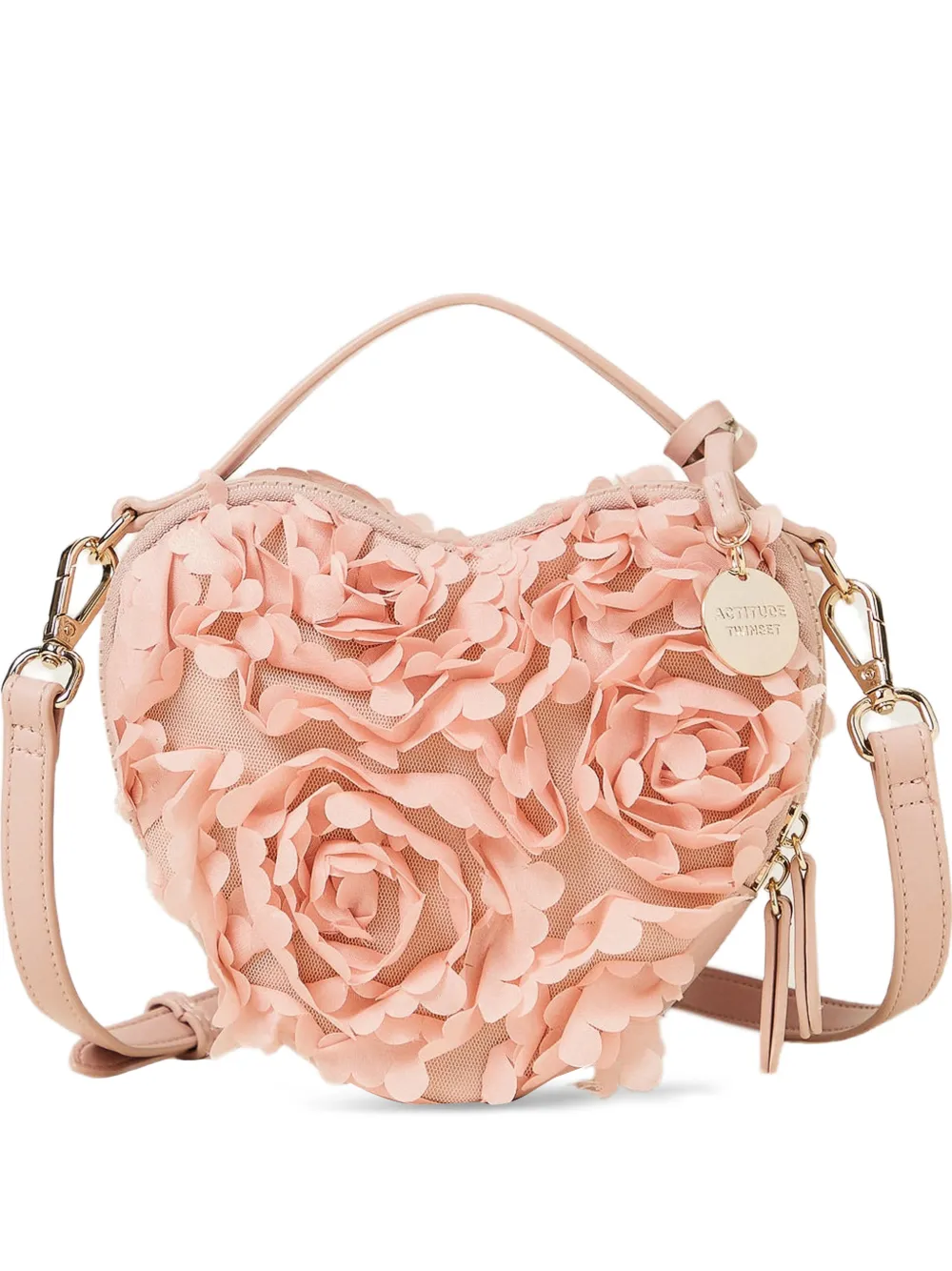 TWINSET Borsa a spalla con applicazione a fiori - Rosa