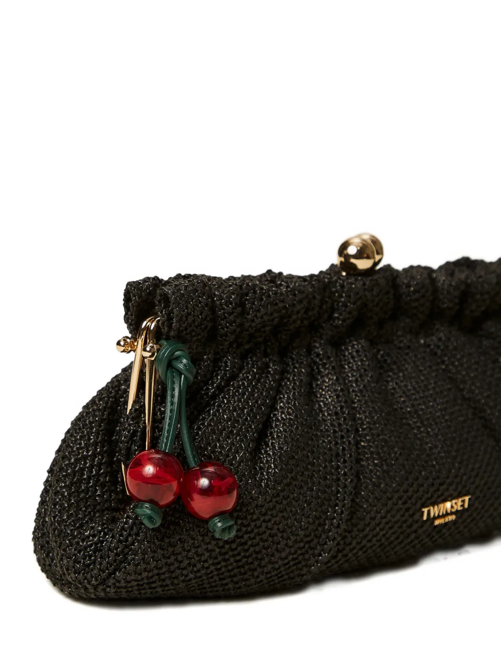  Twinset Cherry-detail Clutch Bag - Black 