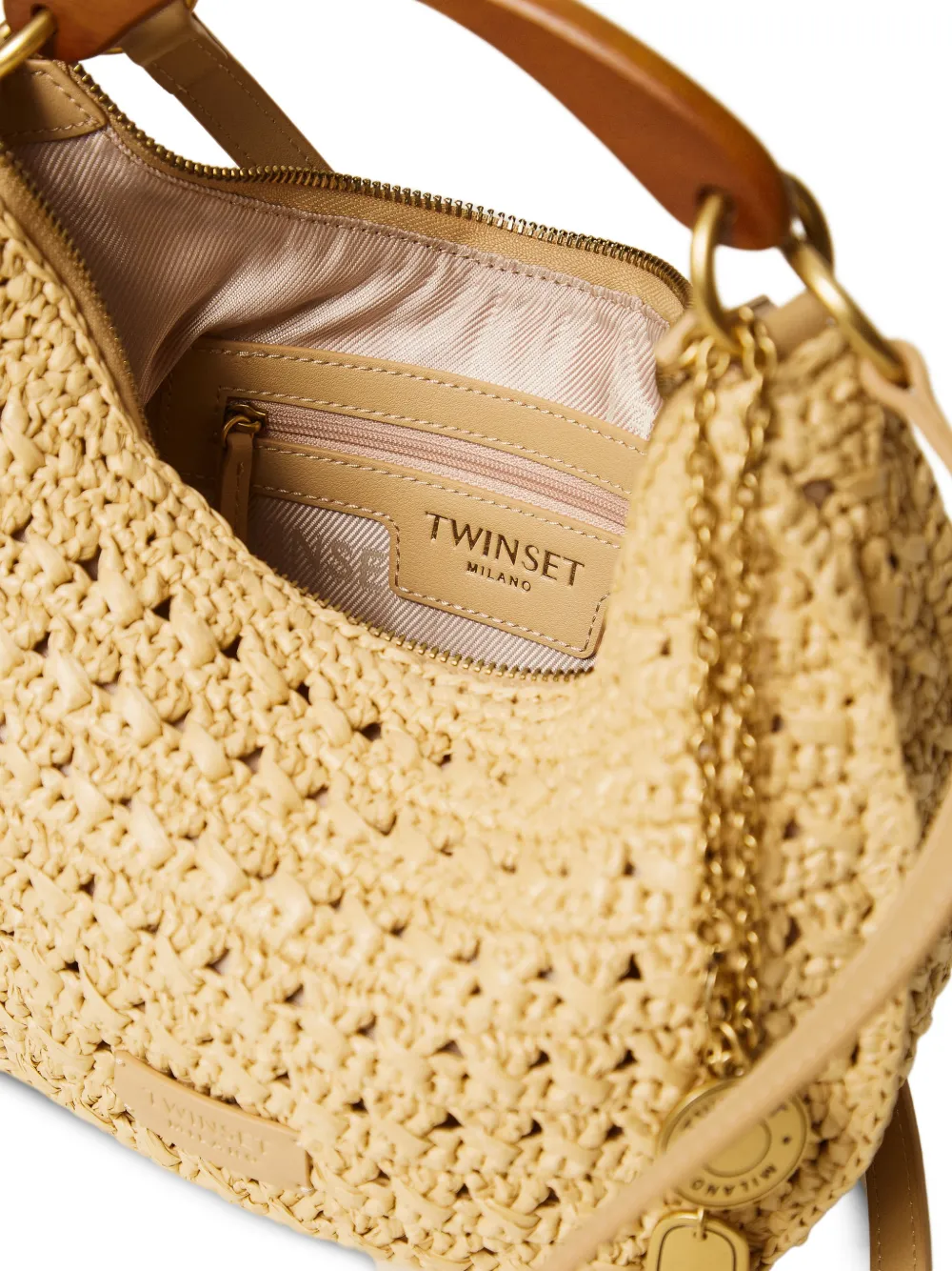 TWINSET Openwork shopper met bedel Beige
