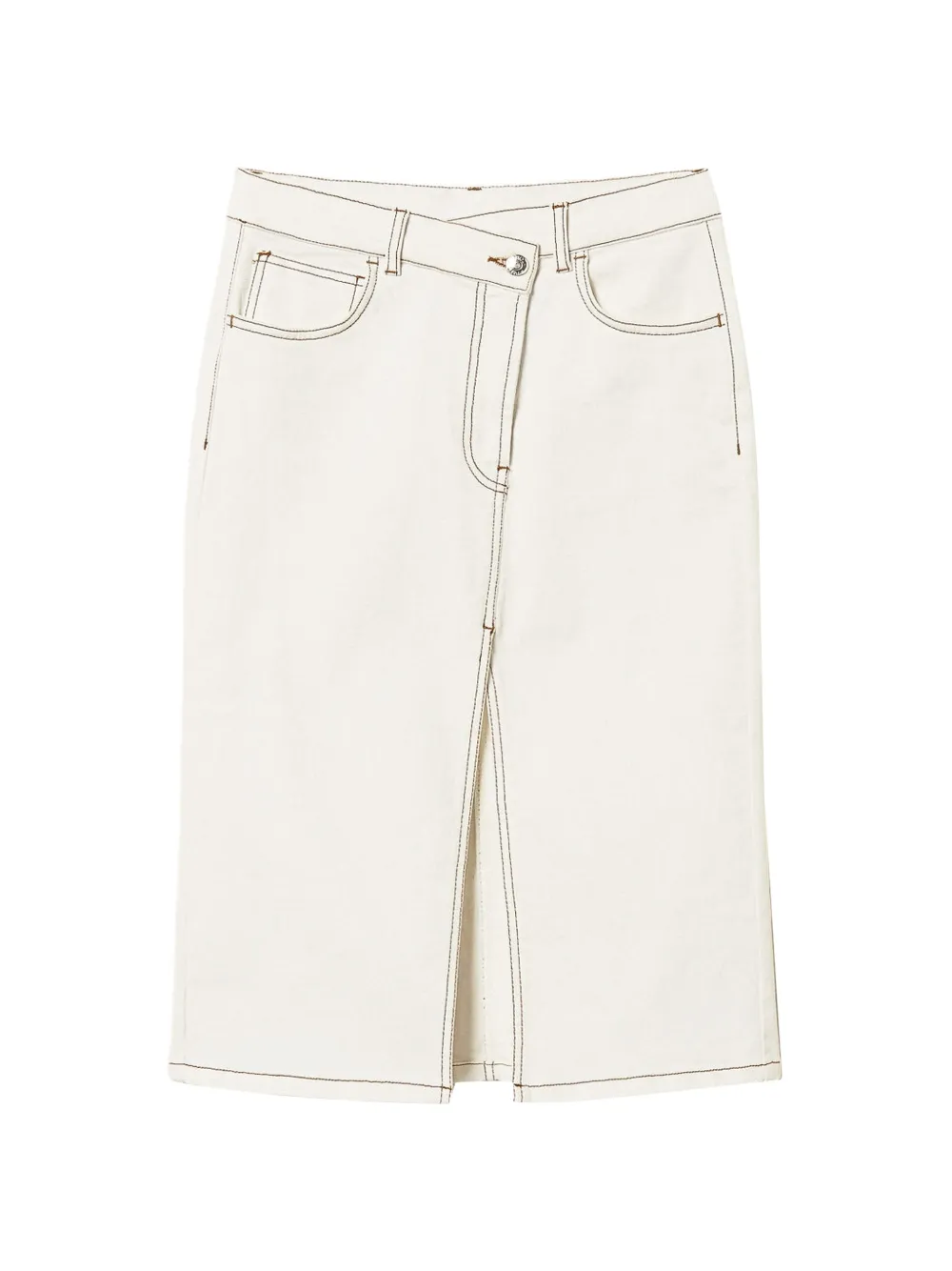 TWINSET Gonna midi con cuciture a contrasto - Toni neutri