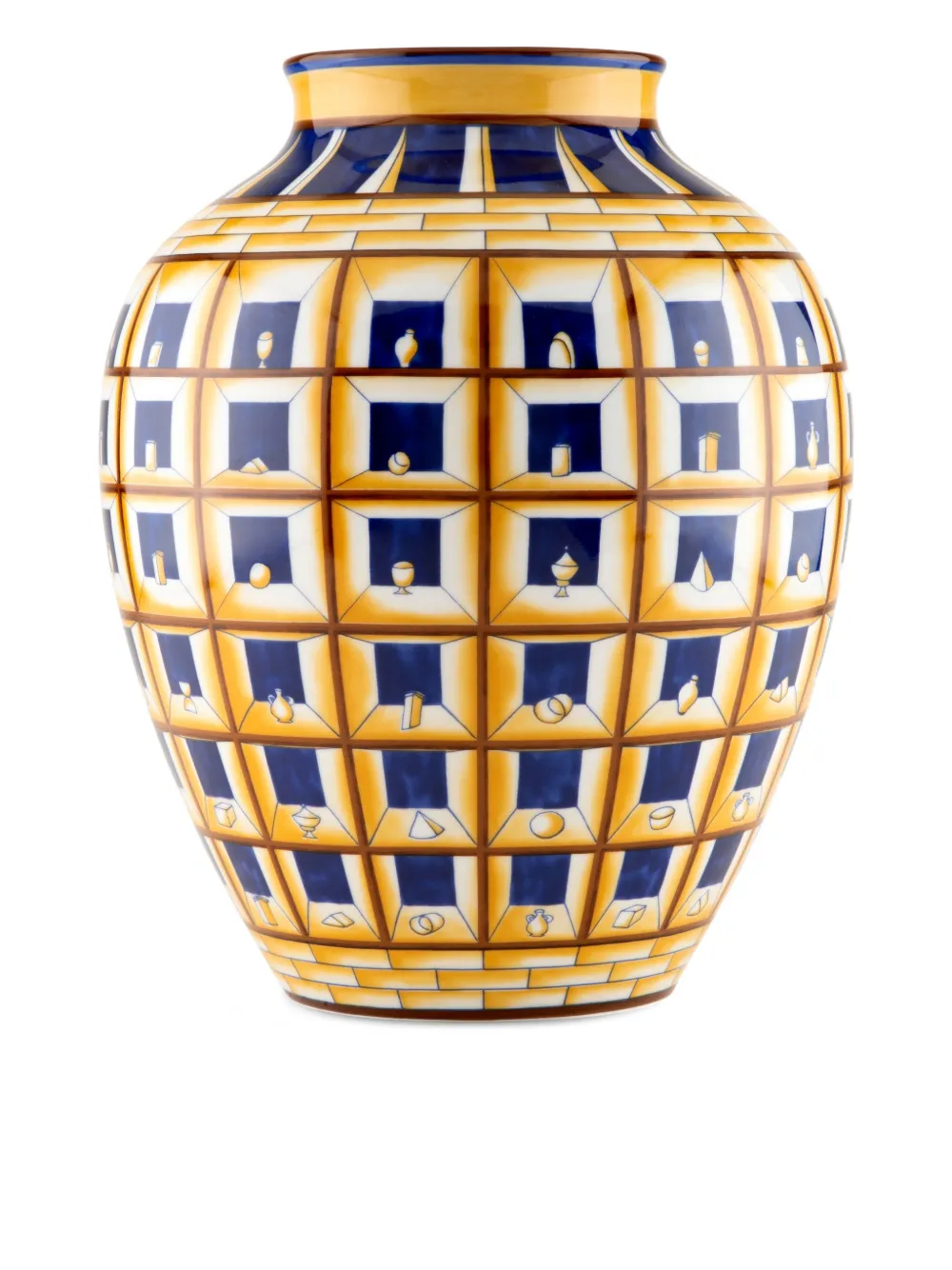 GINORI 1735 Prospettica Orcino Vase (23,5cm) - Gelb