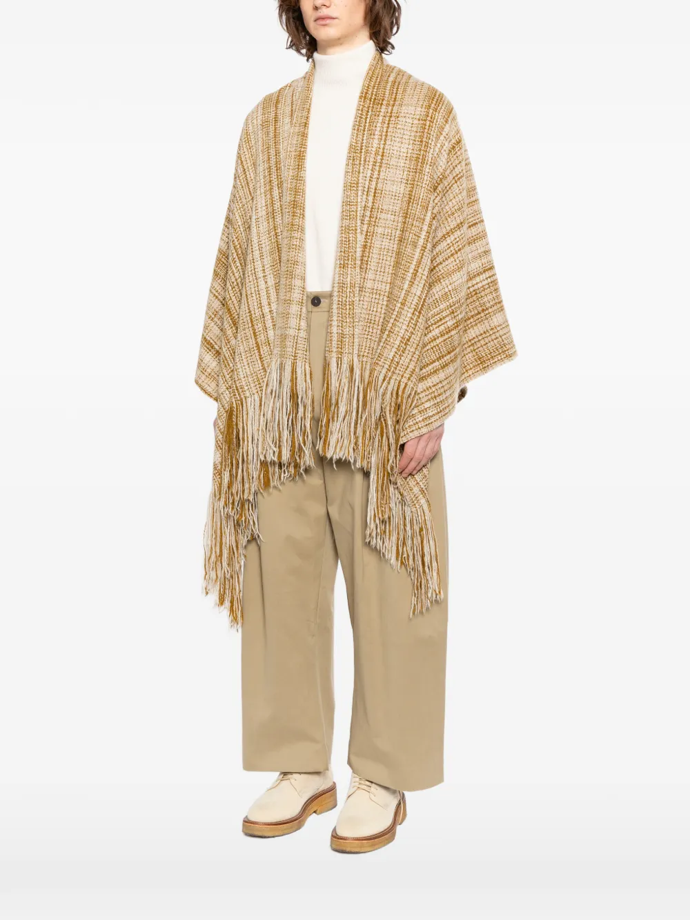  Norlha Handspun Fringed Cape - Neutrals 