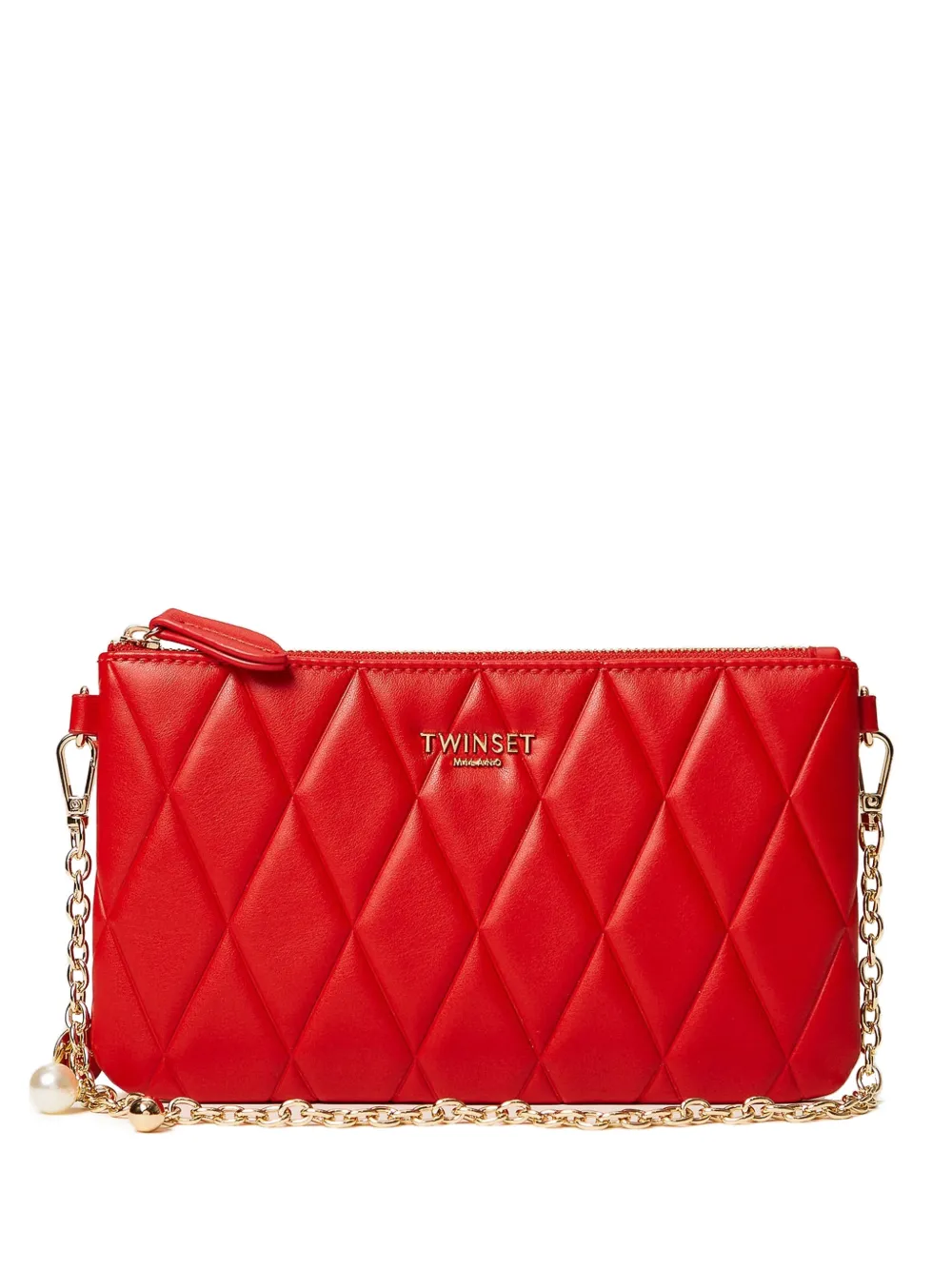 TWINSET Borsa a spalla mini trapuntata con catena - Rosso