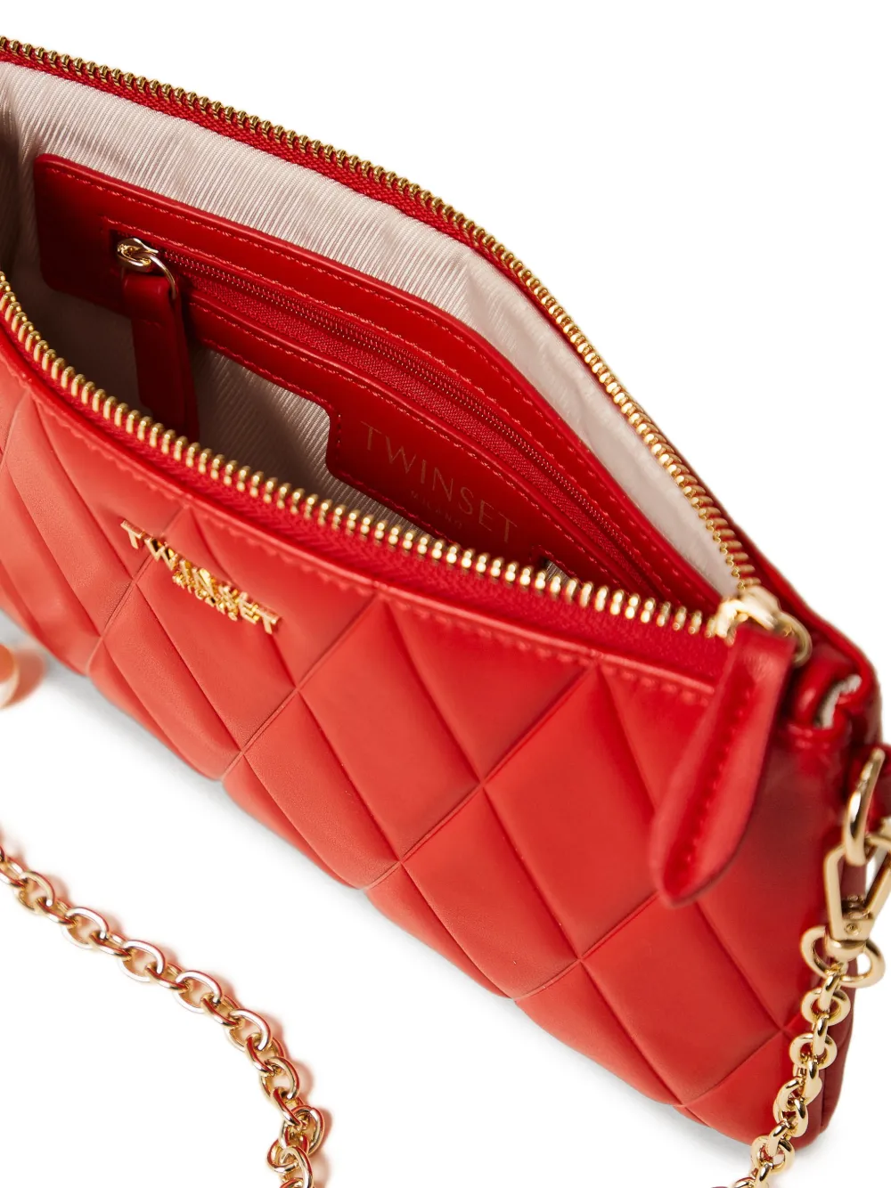 TWINSET Gevoerde mini-schoudertas met kettingband Rood
