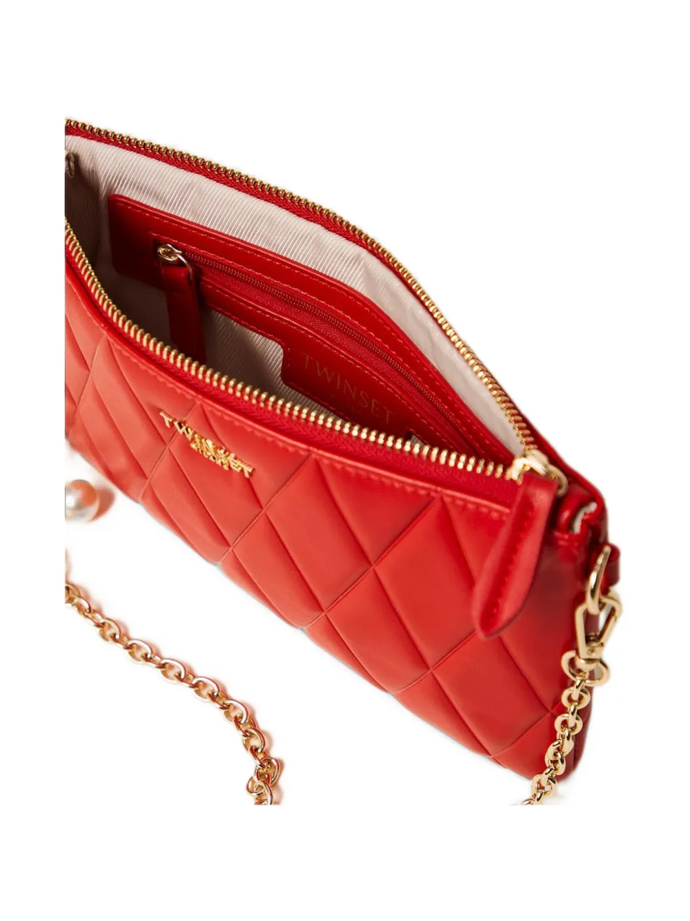 TWINSET Gevoerde mini-schoudertas met kettingband Rood