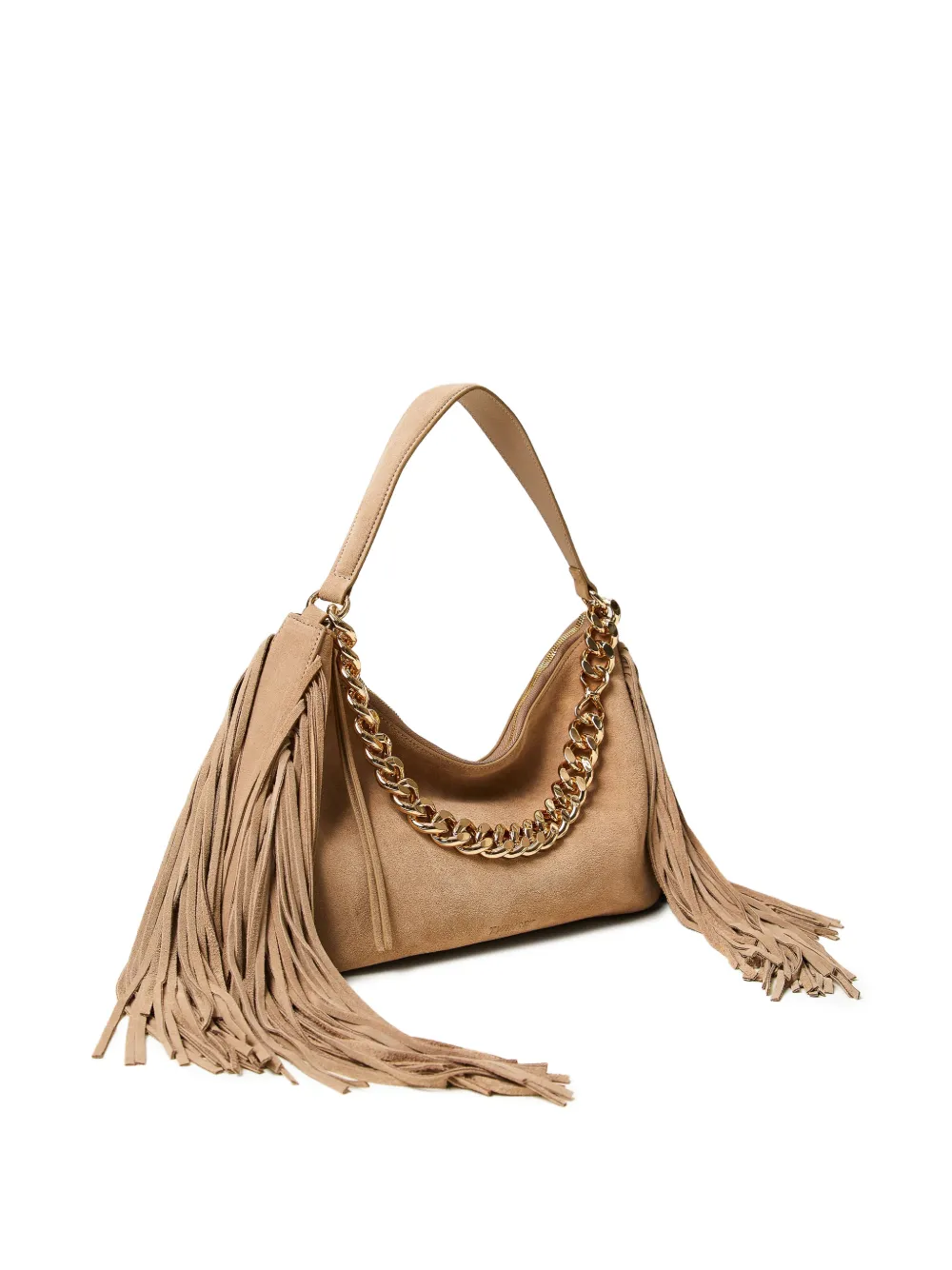 TWINSET Liliane mini-schoudertas met franje en ketting - Beige