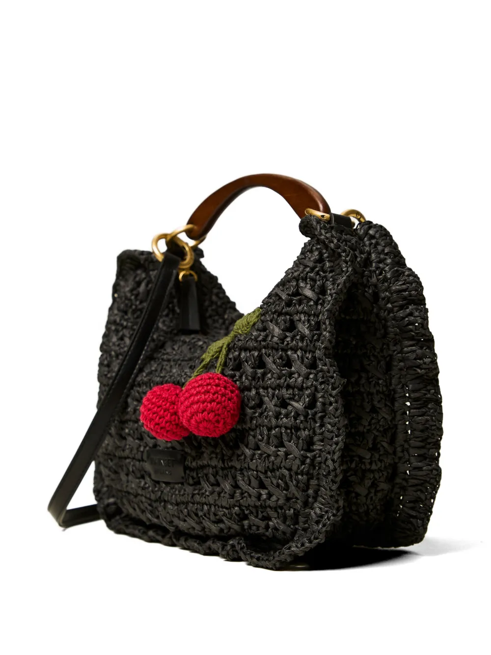 TWINSET Shopper met ruches en kersendetail Zwart