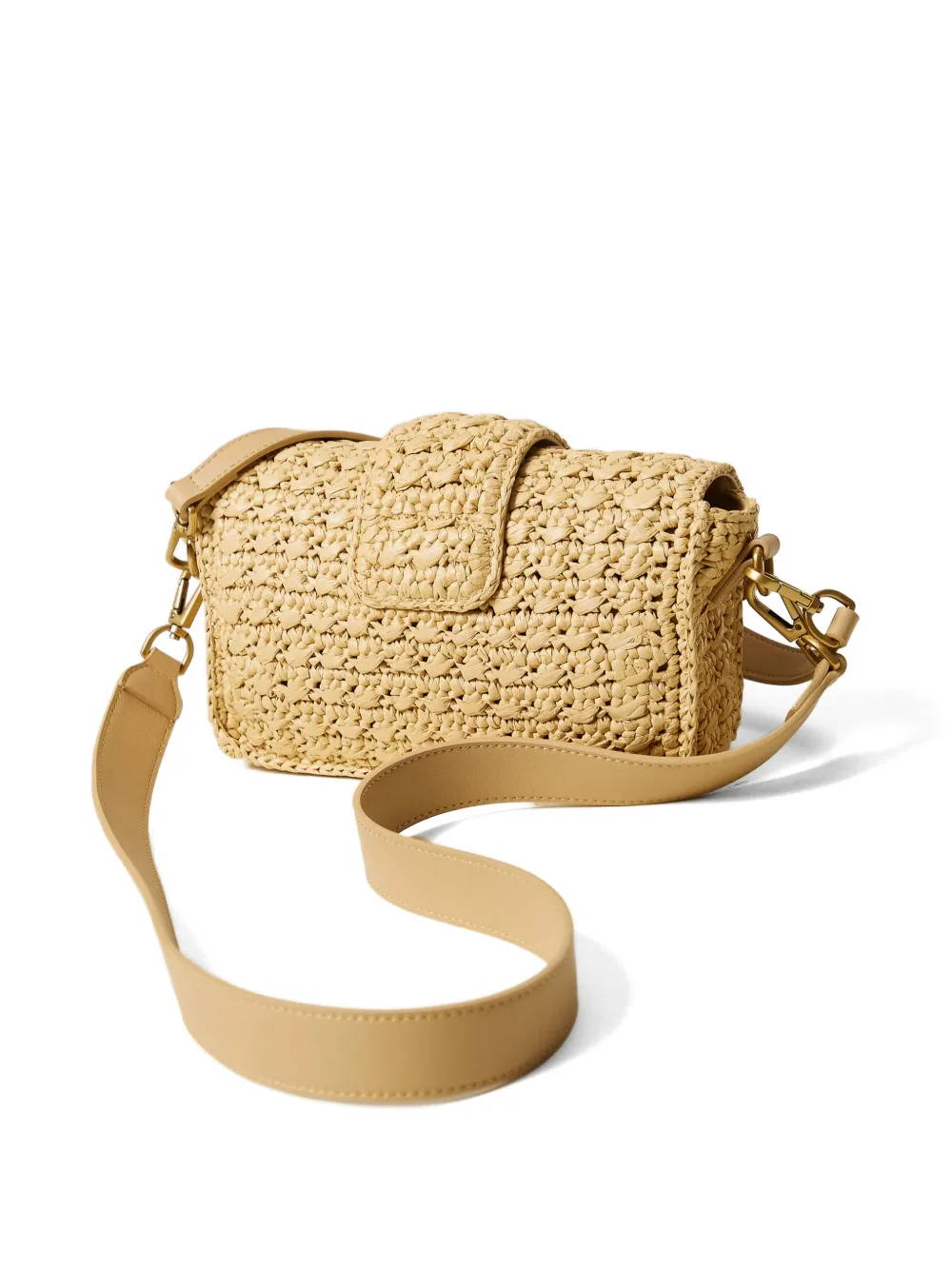 TWINSET Raffia schoudertas met logo-gesp Beige