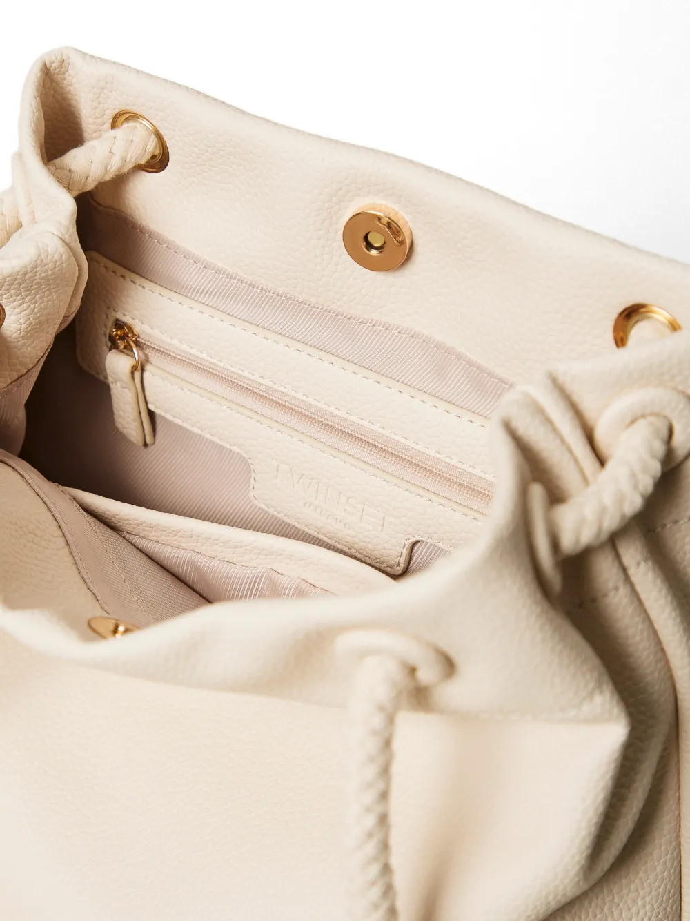 TWINSET Bucket-tas met touw handvat Beige