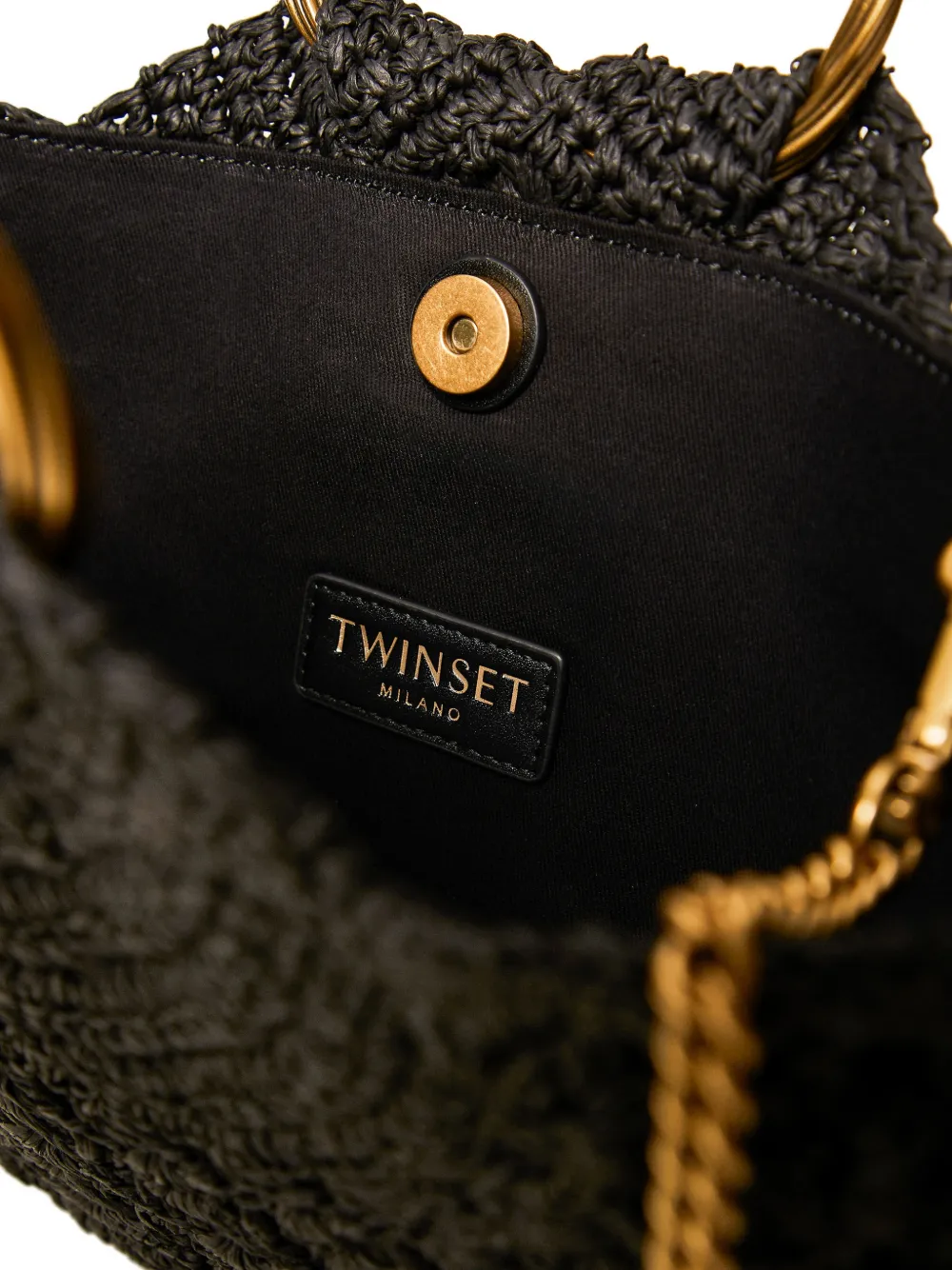 TWINSET Raffia schoudertas Zwart