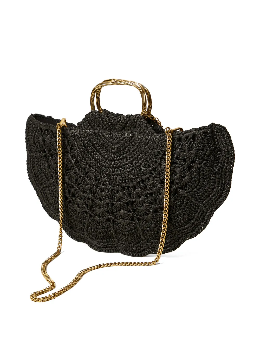 TWINSET Raffia schoudertas Zwart