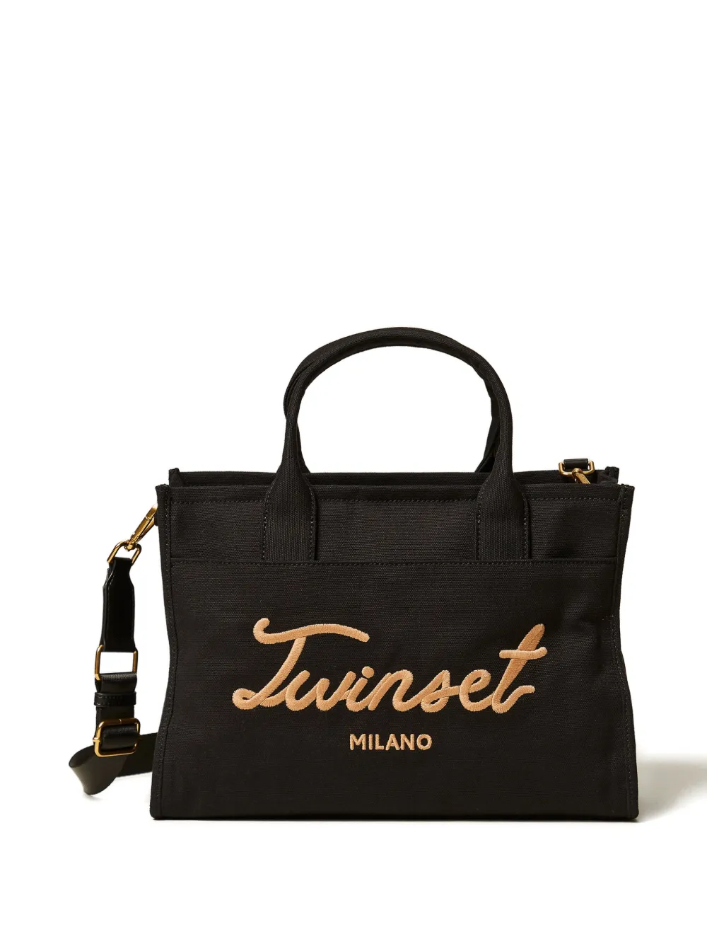 TWINSET logo cotton tote bag - Nero