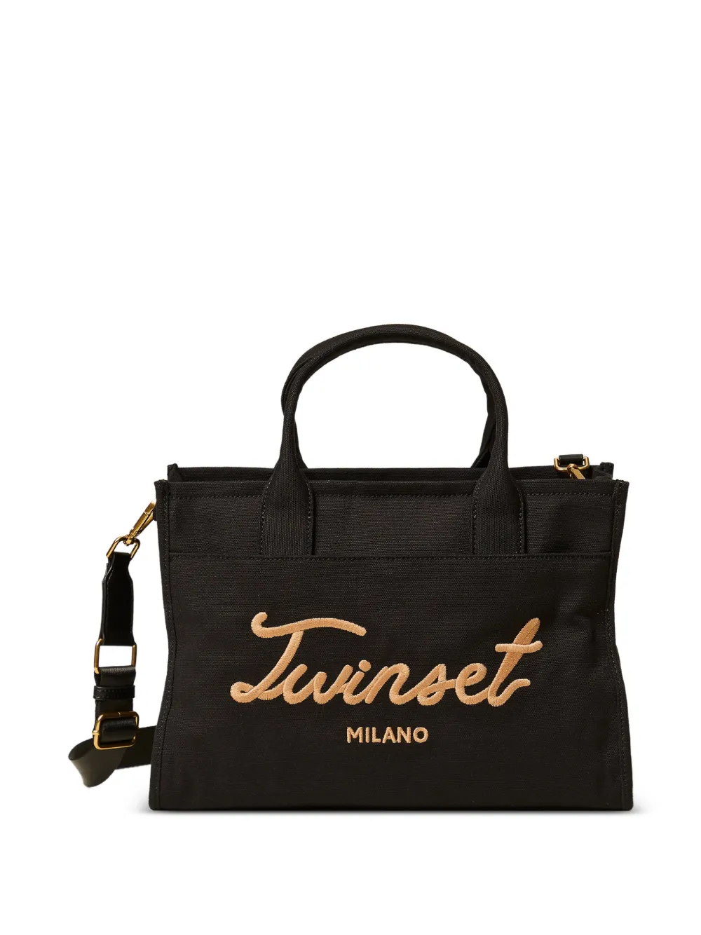 TWINSET logo cotton tote bag - Nero