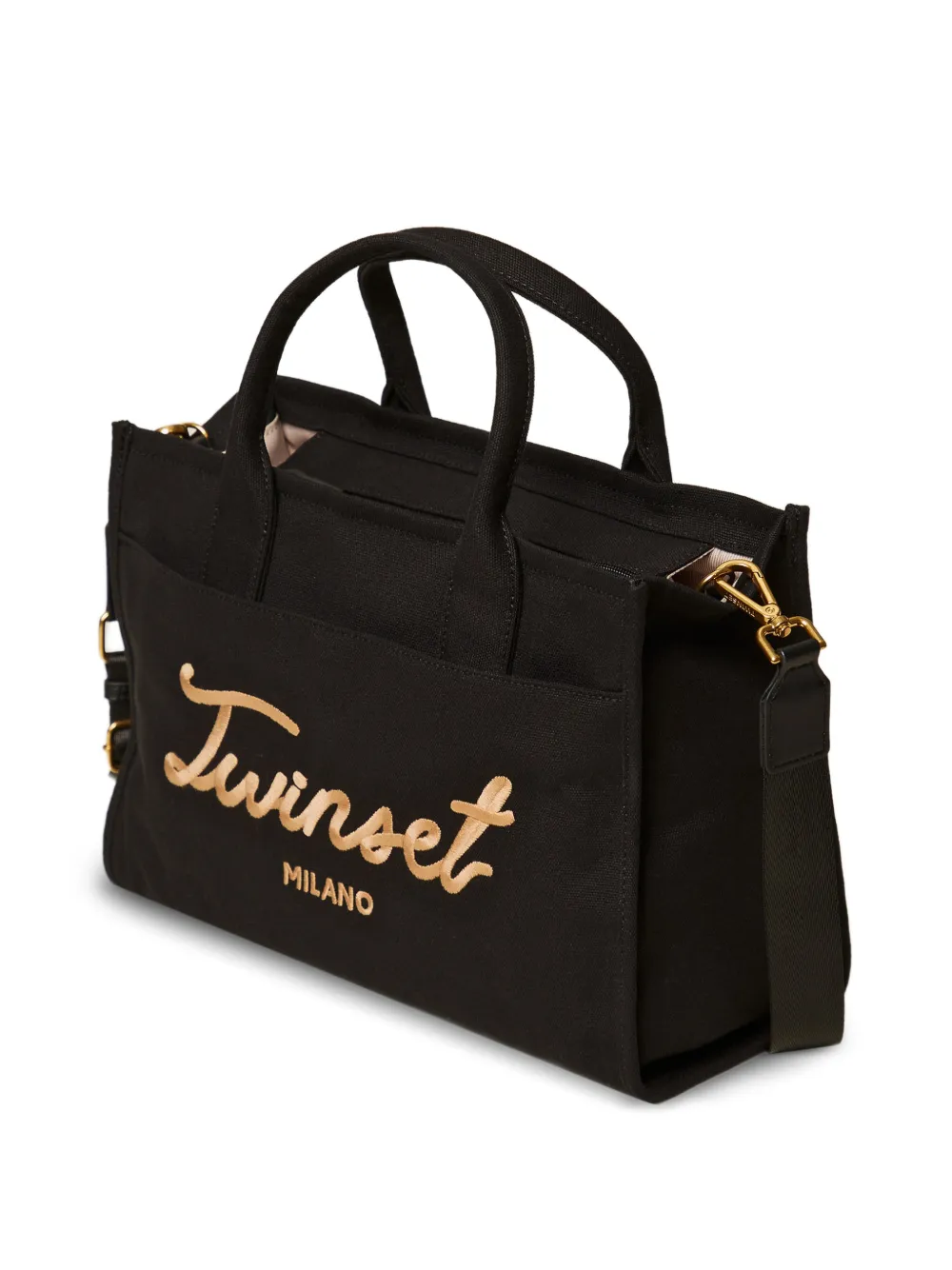 TWINSET Shopper met logo Zwart