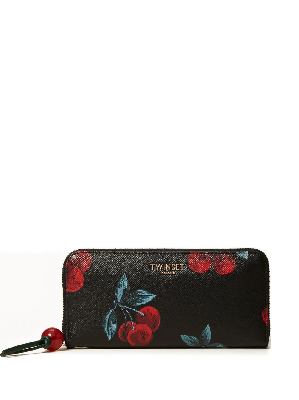TWINSET cherry-print zip wallet - Nero
