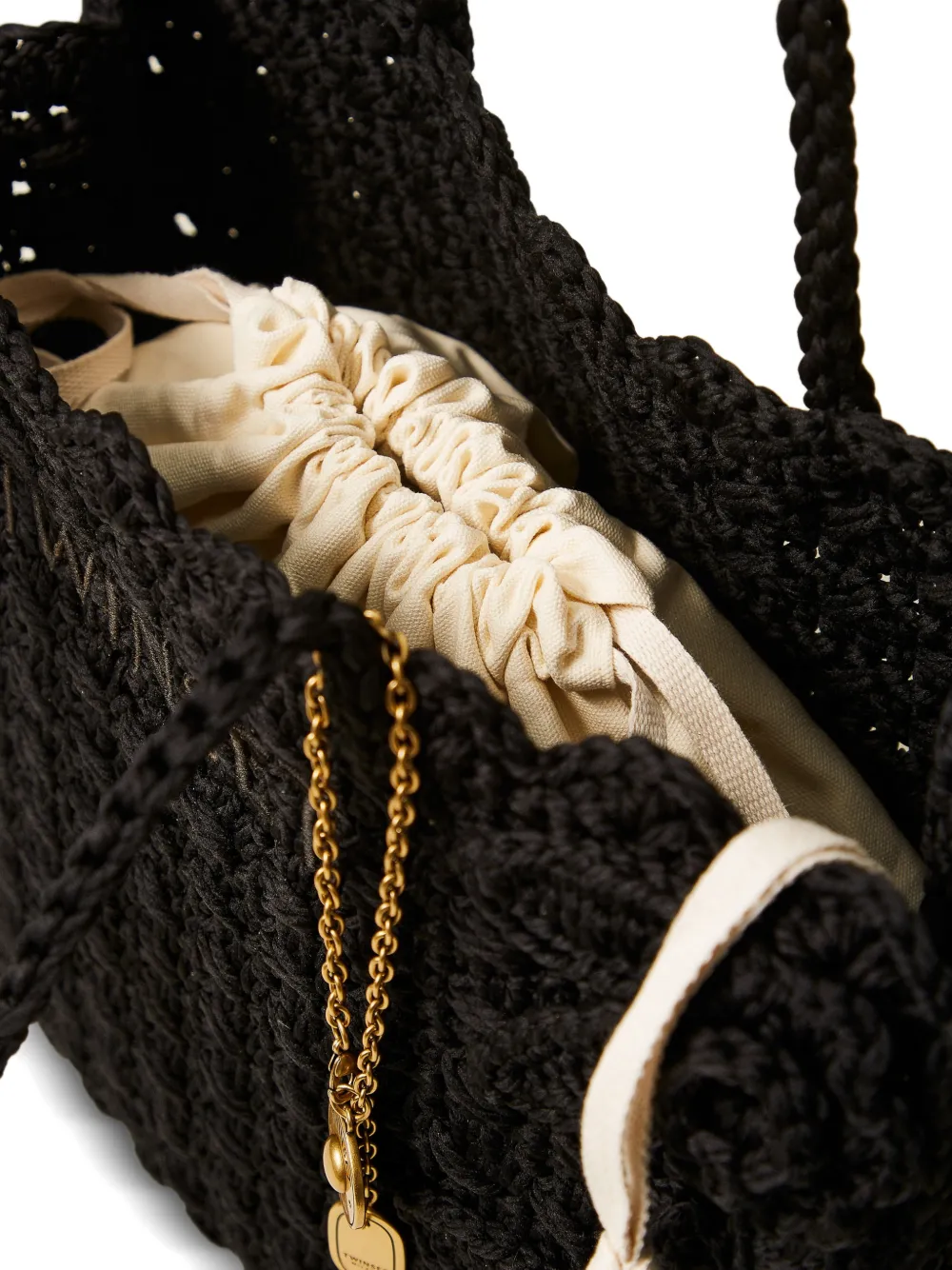 TWINSET Shopper met bloemapplicatie Zwart