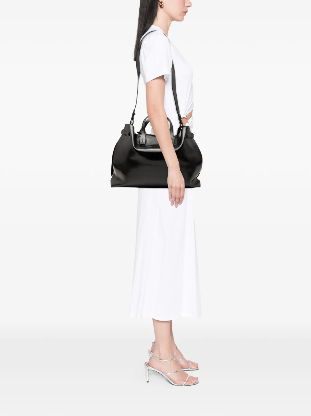 Pre-owned Burberry 2010-2025 Large Soft Calfskin Banner Satchel In Black