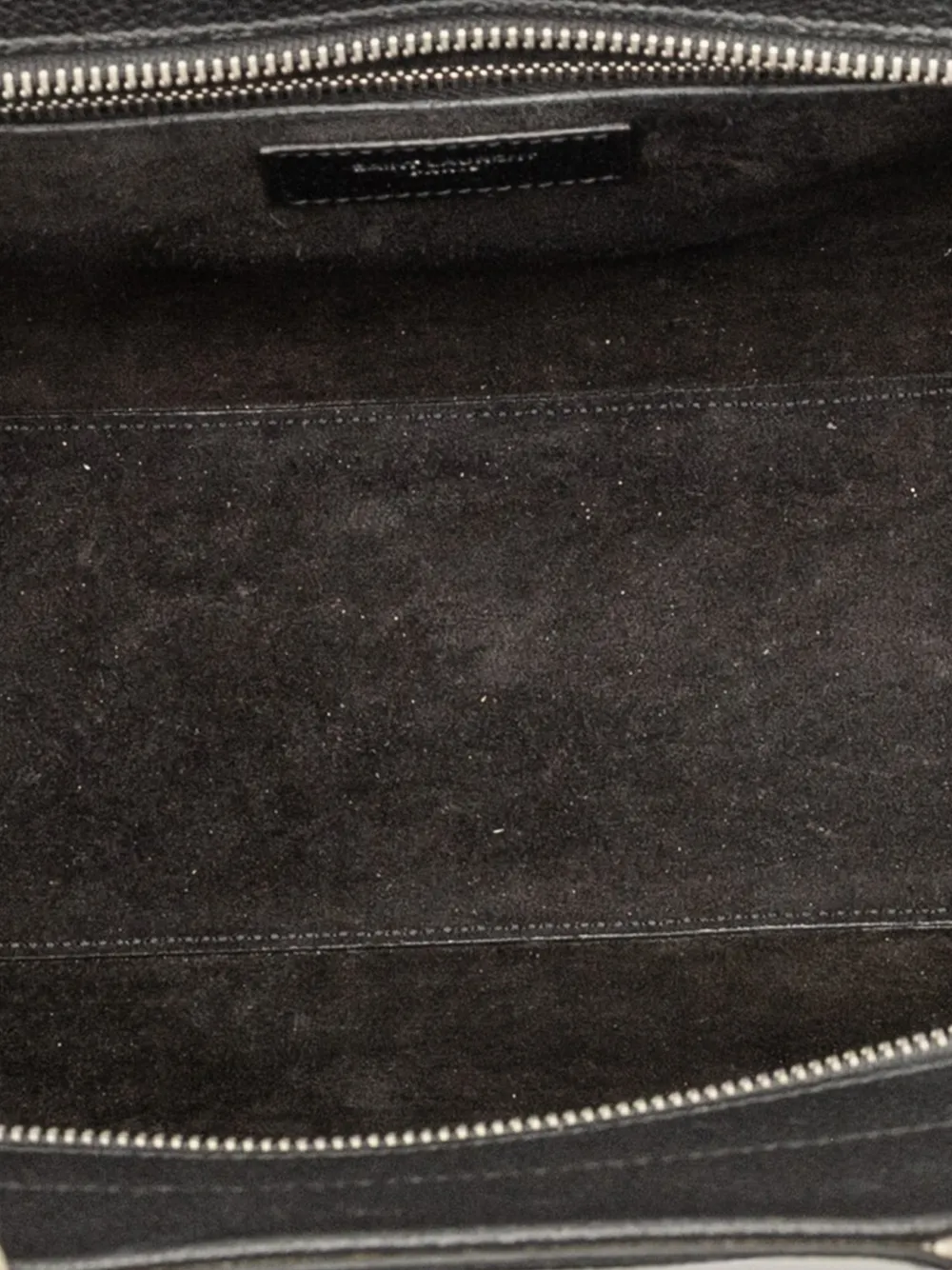 Pre-owned Saint Laurent 2016 Small Bicolor Grained Calfskin Cabas Rive Gauche Satchel In Black