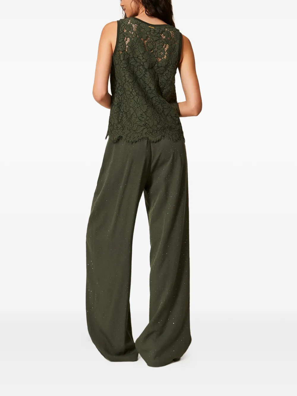 TWINSET Twill broek met studs Groen
