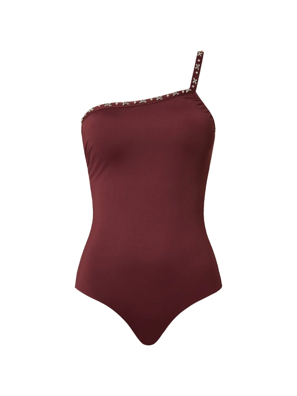 TWINSET Bestickter One-Shoulder-Badeanzug - Rot