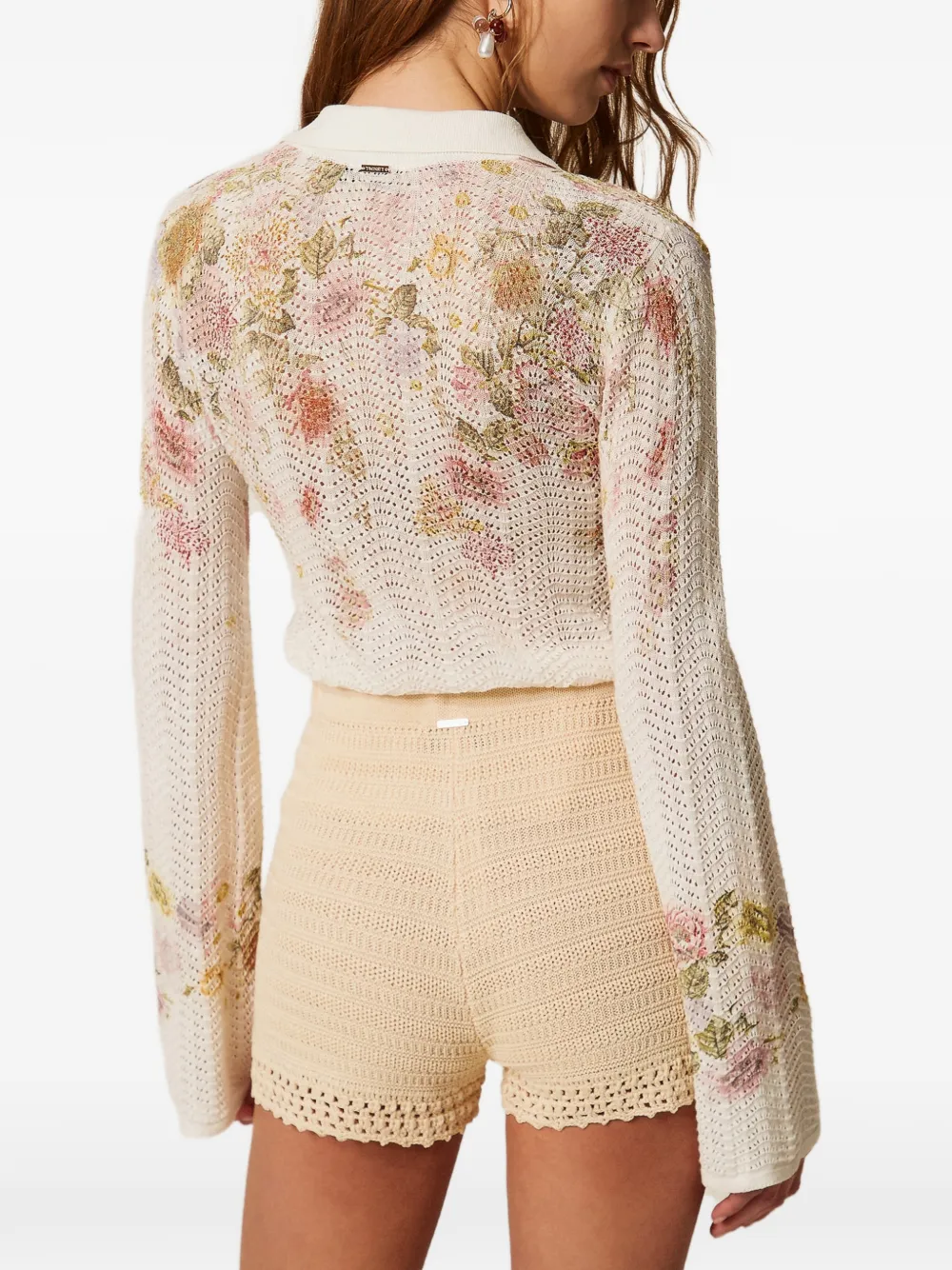 TWINSET Gebreide blouse met bloemenprint Beige