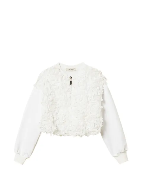TWINSET Kids rose-appliqué zip-up sweatshirt