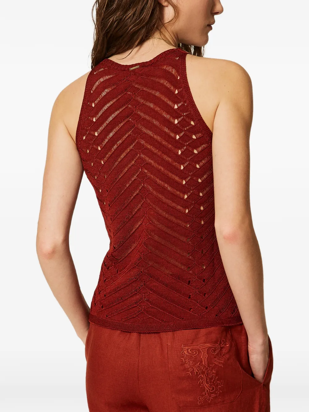 TWINSET Gebreide tanktop met chevron-patroon Rood