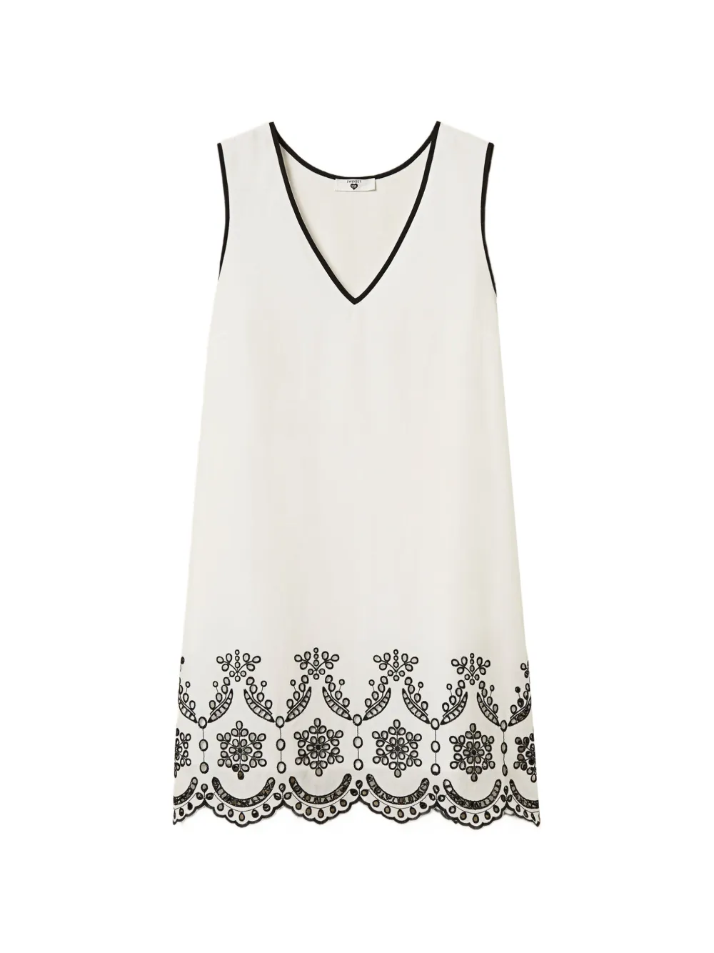 TWINSET embroidery V-neck nightgown - Bianco