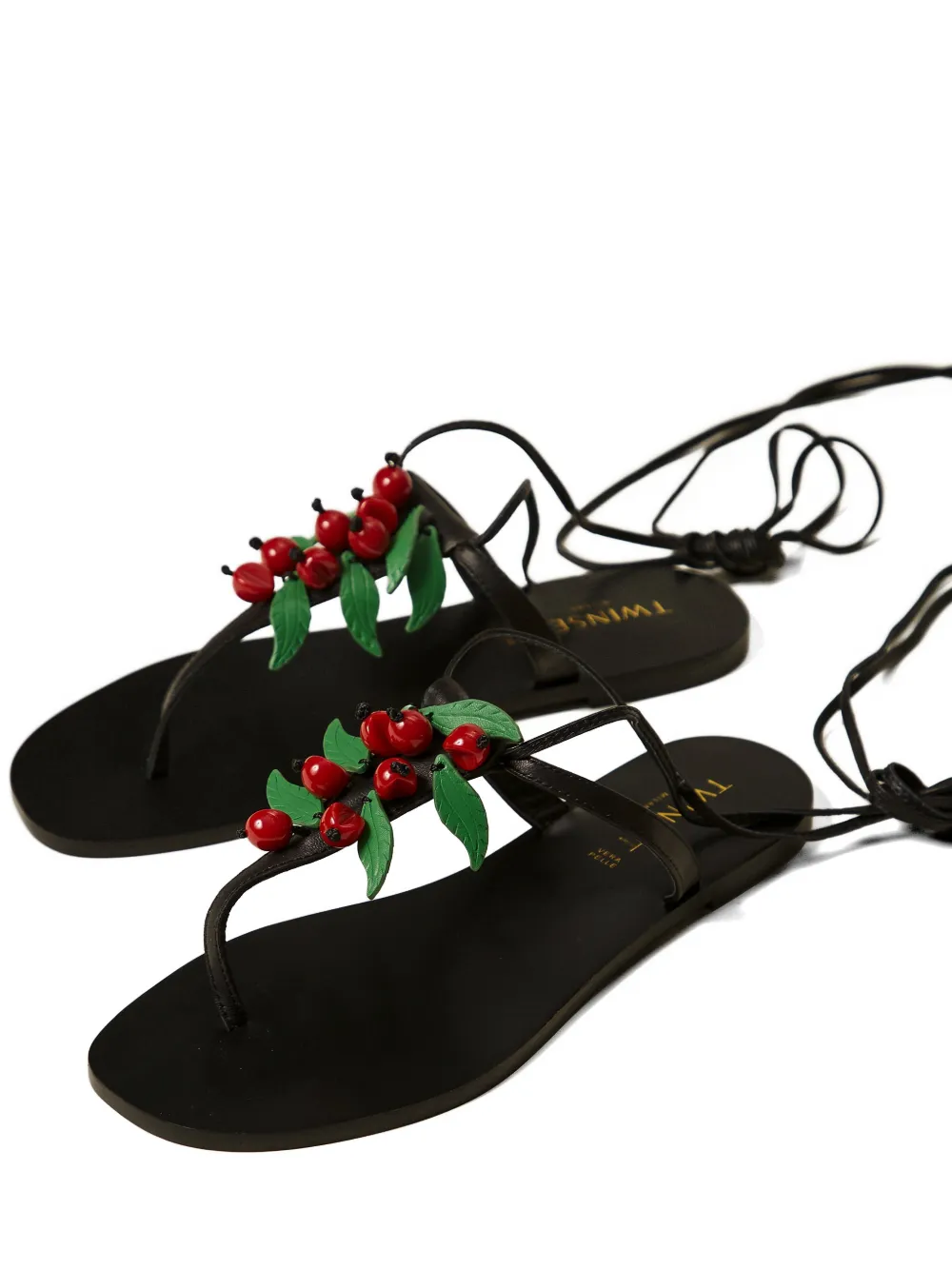 TWINSET cherries-detail lace-up sandals Zwart
