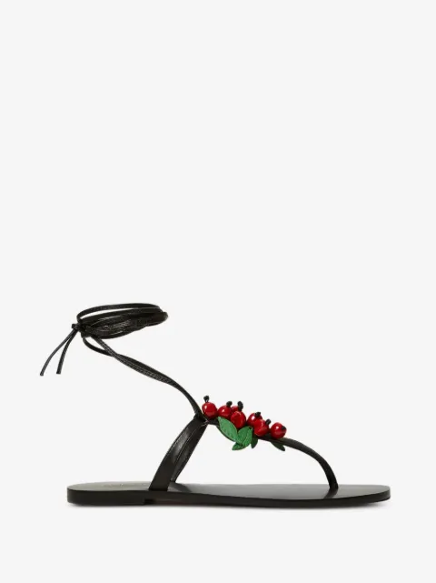 TWINSET leather thong sandals with cherries