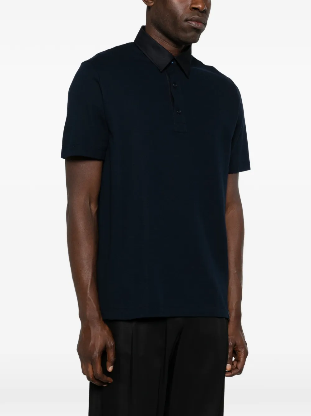  Brioni Polo Con Cuello En Contraste - Azul 
