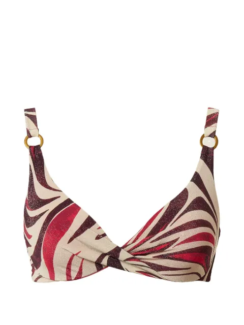 TWINSET underwired bikini top with lurex and print
