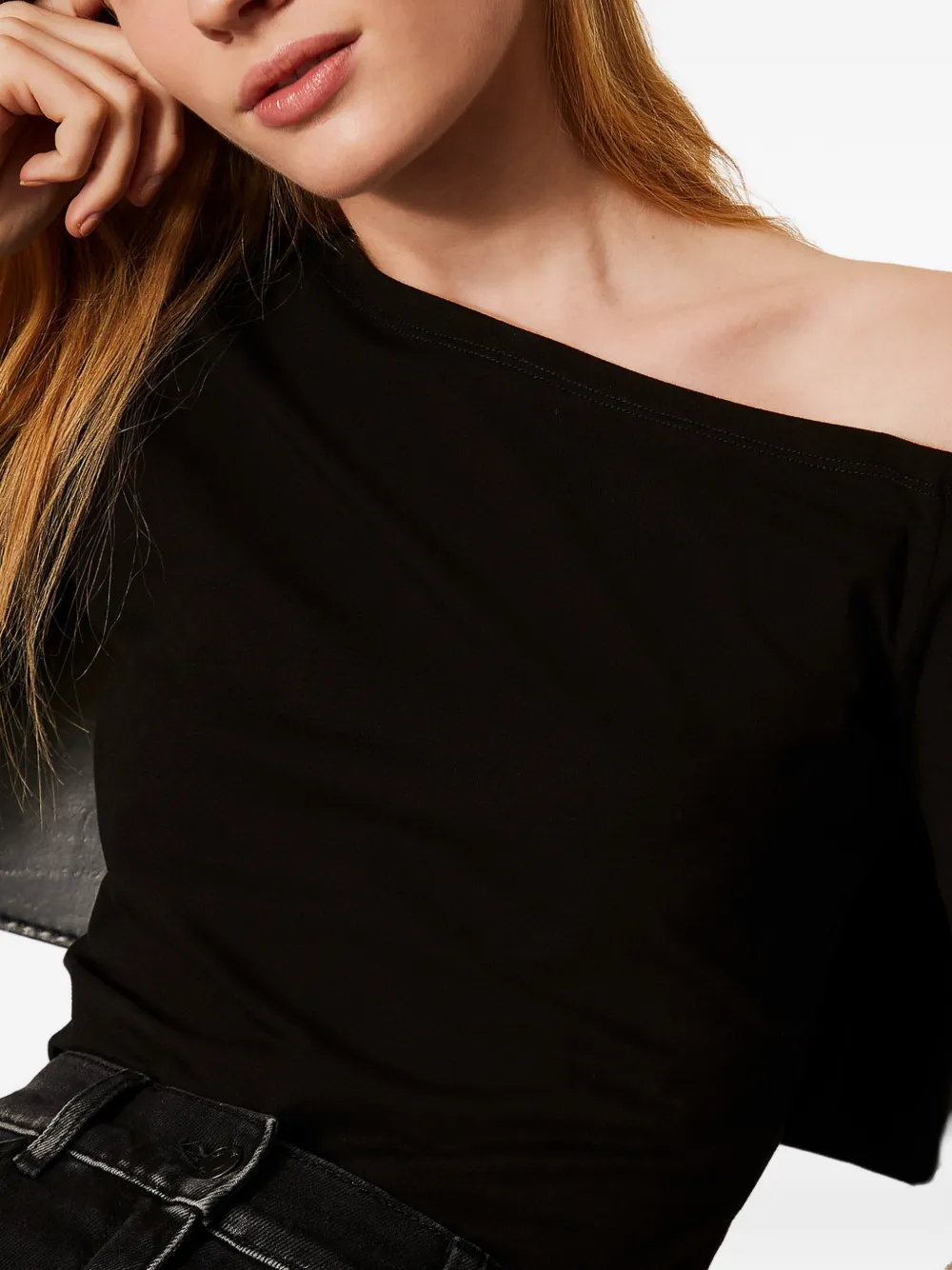 TWINSET T-shirt met asymmetrische kraag Zwart