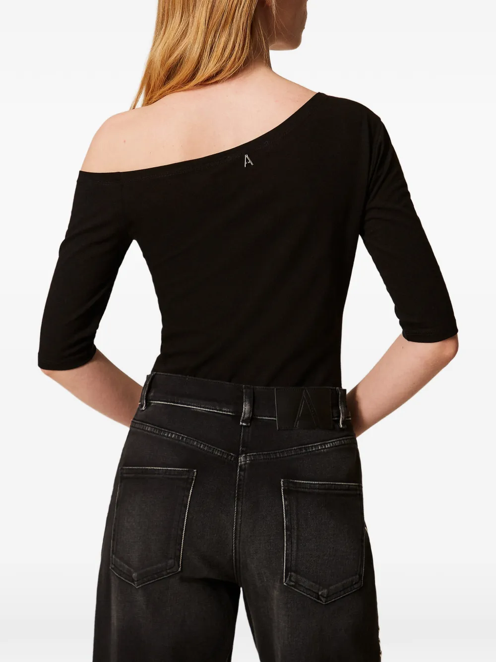 TWINSET T-shirt met asymmetrische kraag Zwart
