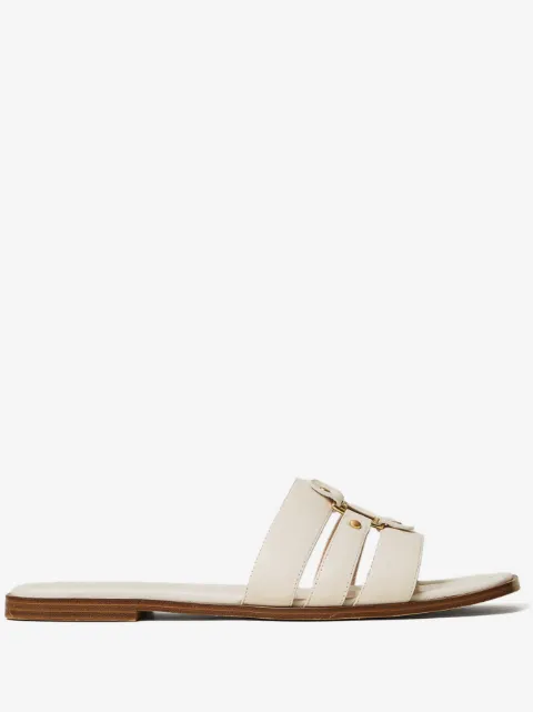 TWINSET Leren slippers met logo