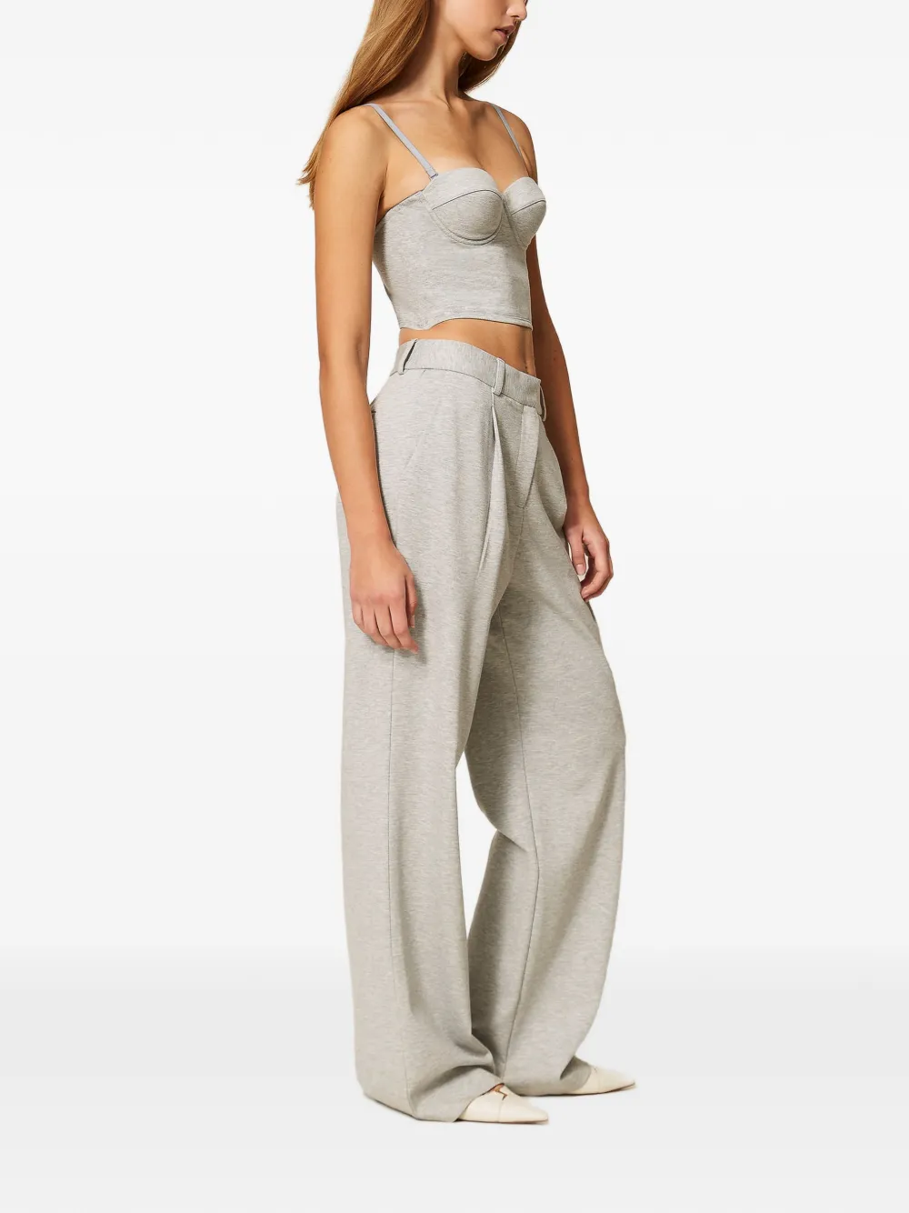 TWINSET Broek met riemlussen - Grijs