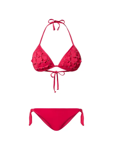 TWINSET triangle bikini top with embroidery and thong bottoms