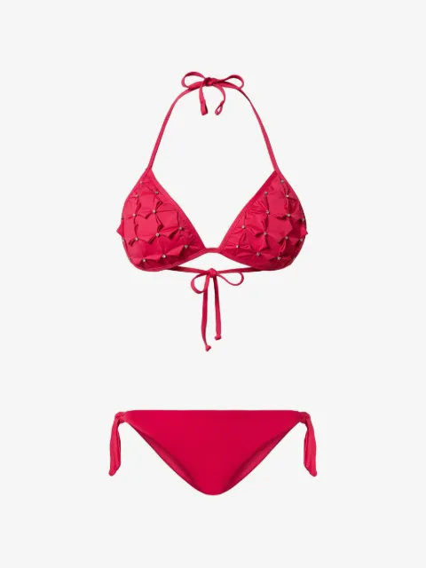 TWINSET triangle bikini top with embroidery and thong bottoms