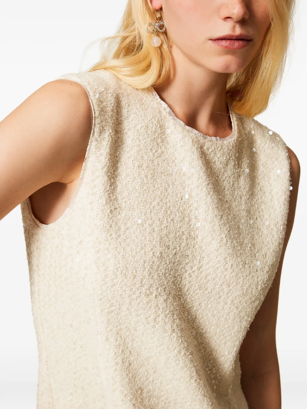 TWINSET Bouclé mini-jurk met pailletten Beige