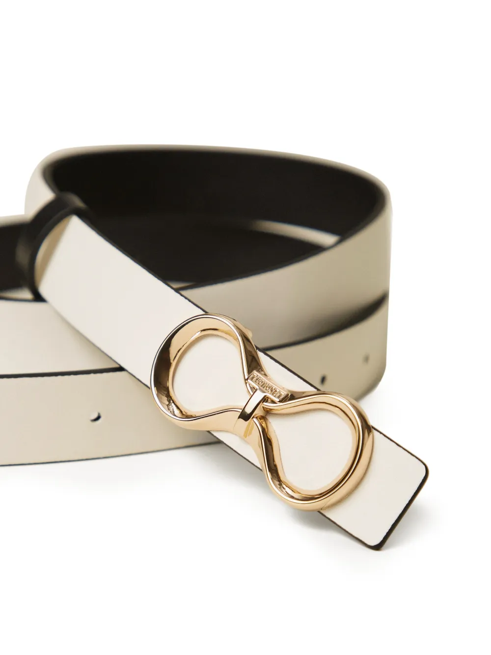 TWINSET Omkeerbare leren riem met logo Zwart
