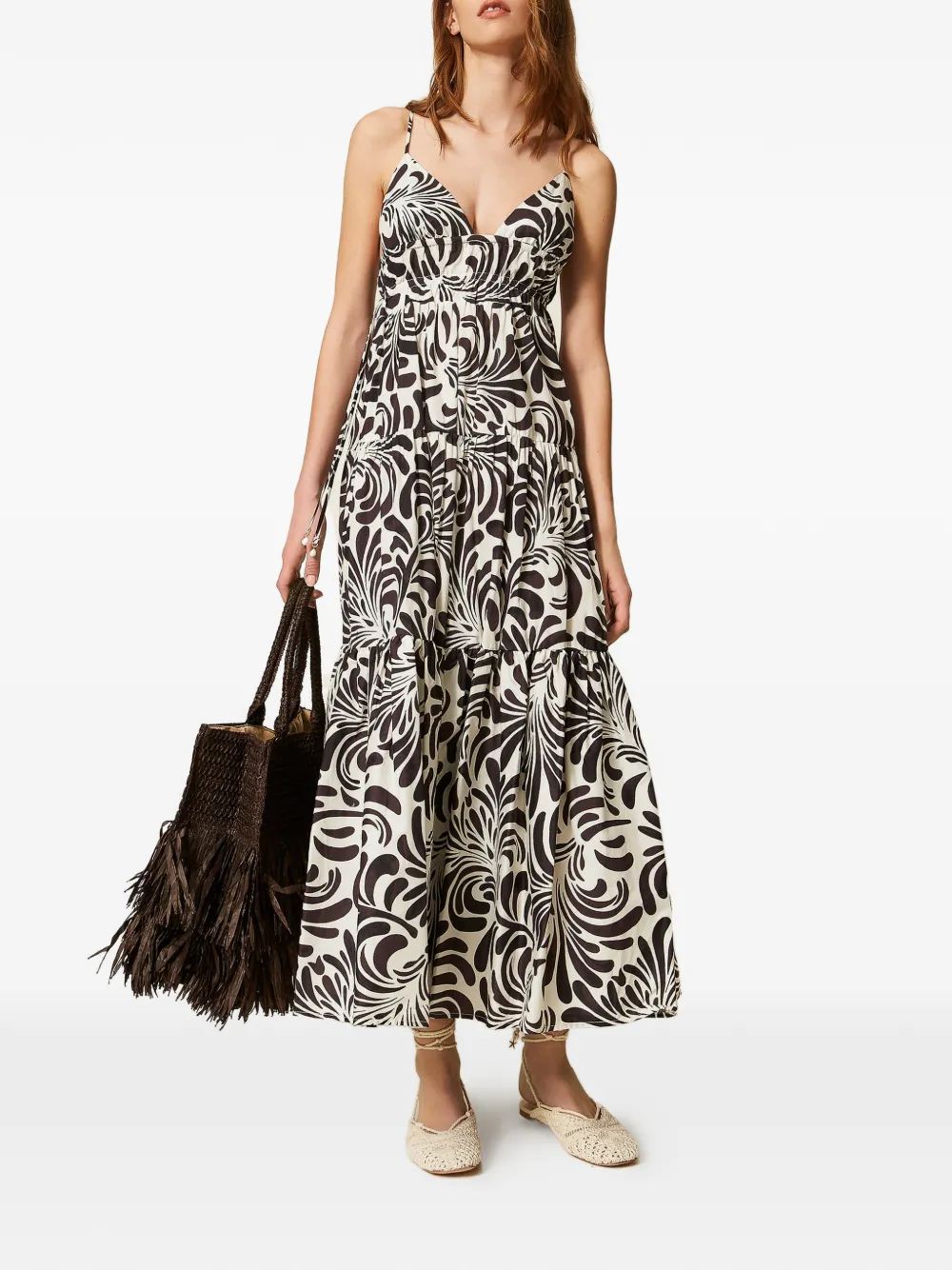 TWINSET Maxi-jurk met print Beige