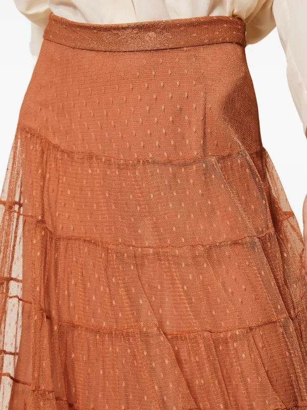 TWINSET Tiered Tulle Long Skirt | Brown | FARFETCH