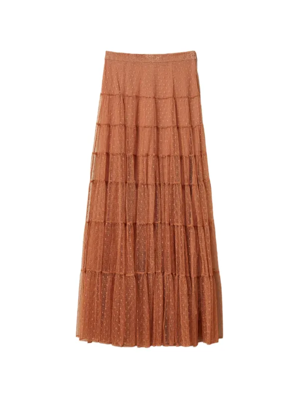 Tiered tulle Skirt+JK ブラウン　Lサイズ TWINSET Tiered Tulle Long Skirt | Brown | FARFETCH