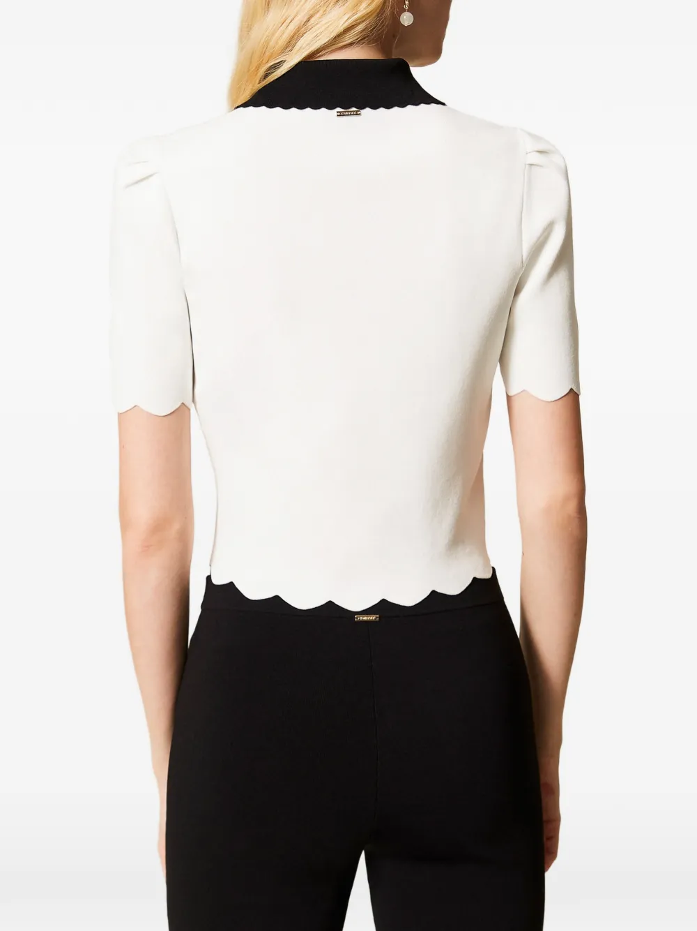 TWINSET Gebreid poloshirt met gewelfde afwerking Wit